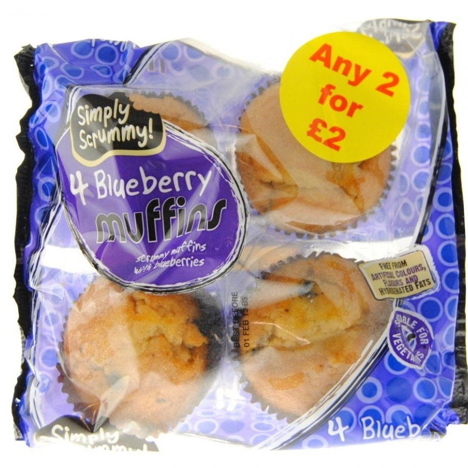 Simply Scrummy Blueberry Muffins 4pk