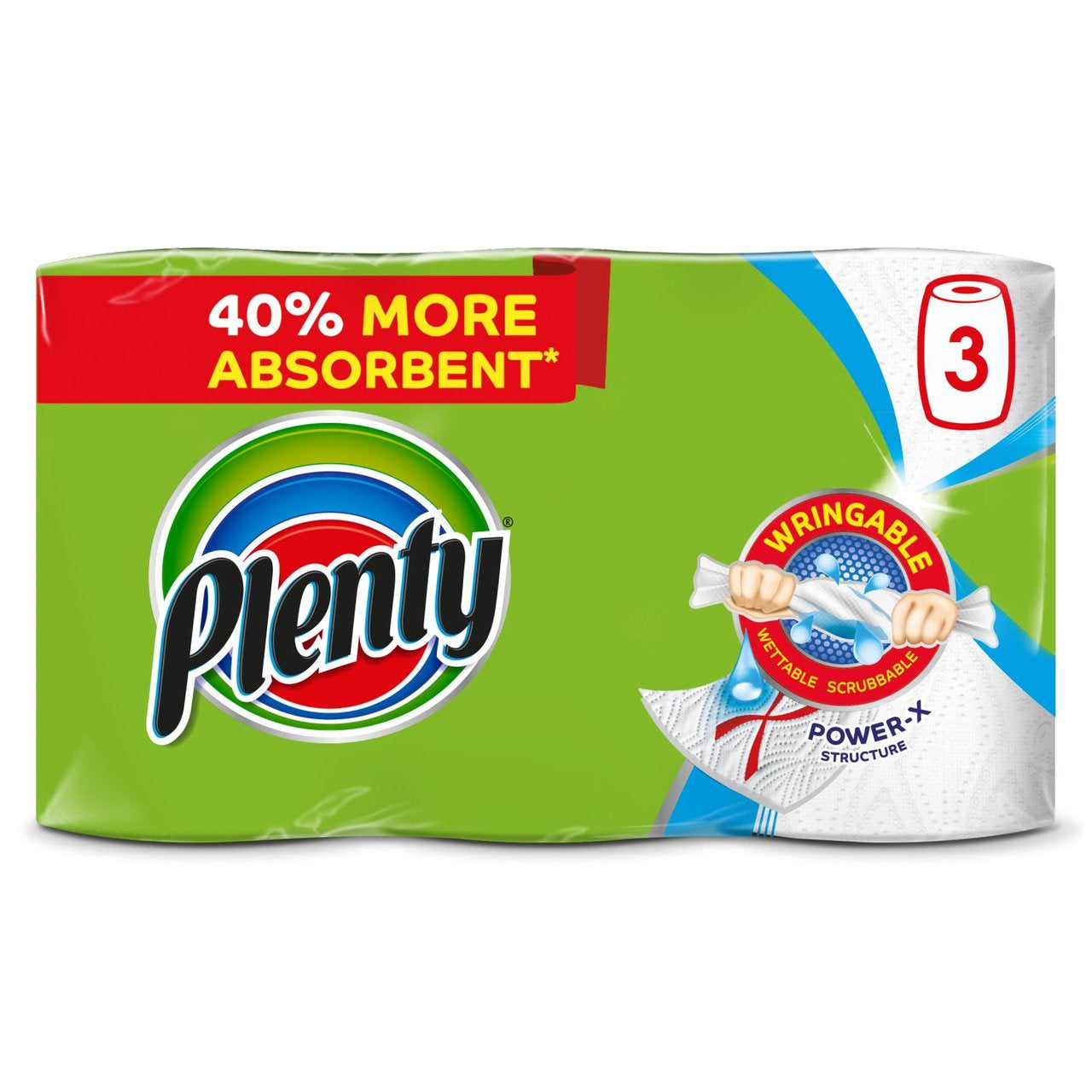 Plenty White Kitchen Roll 3pk