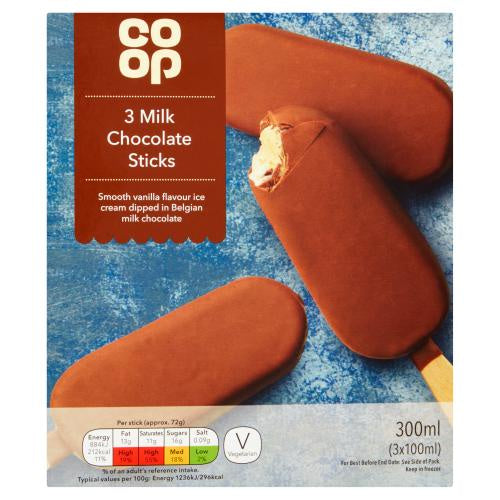 Co-op Milk Chocolate Sticks 3pk