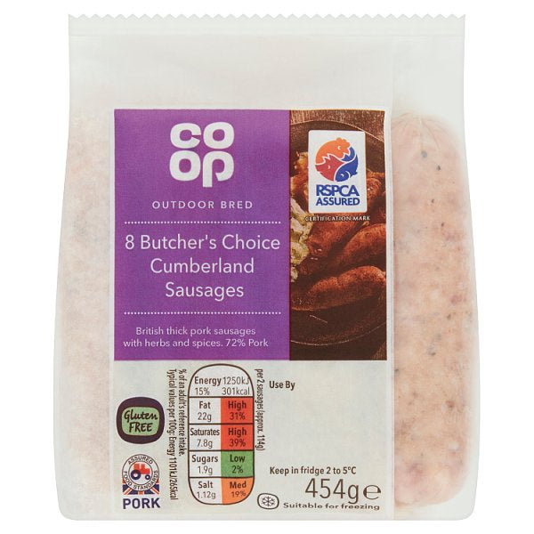 Co op 8 Butcher's Choice Cumberland Sausages 454g