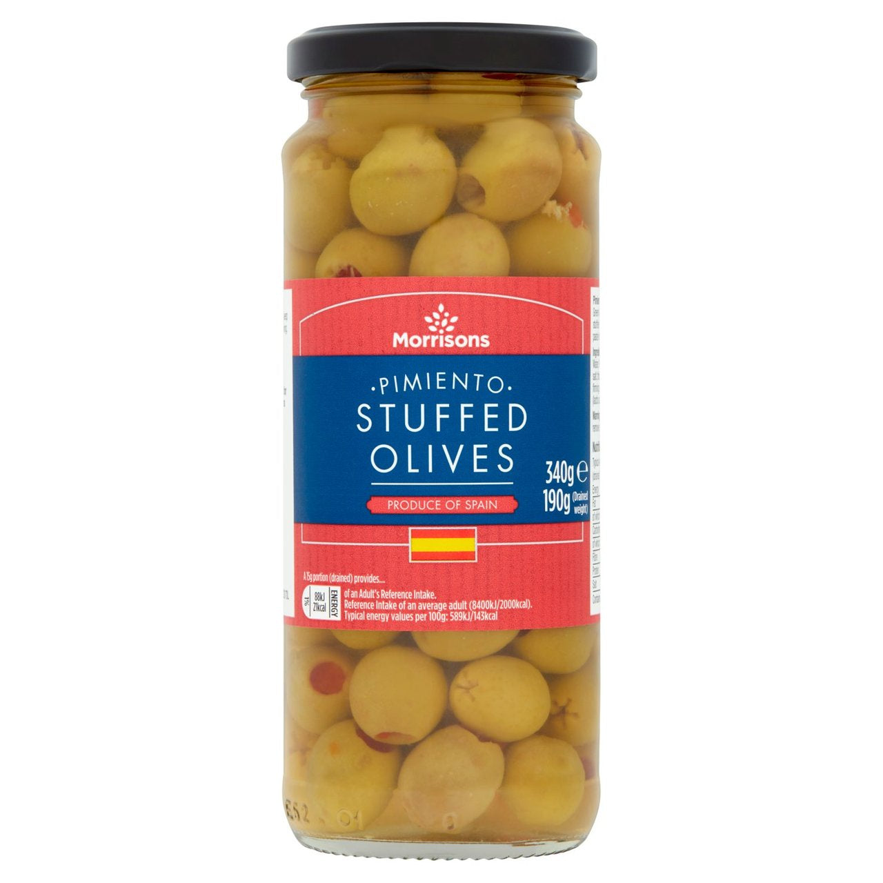 Morrisons Pimento Stuffed Olives In Brine 340g