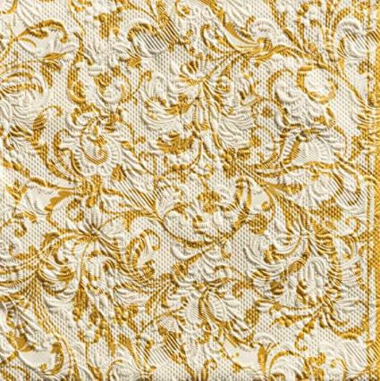 Elegance Damask White/Gold Lunch Napkins