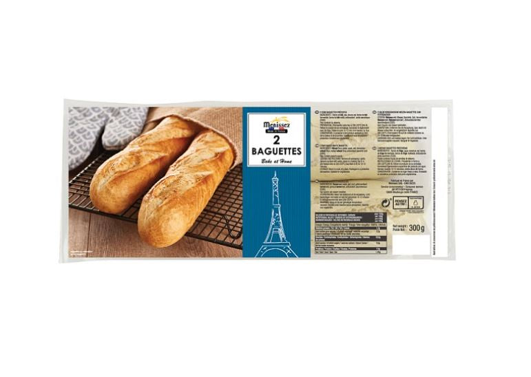 Menissez Part Baked White Baguette 2pk