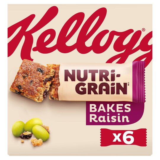 Kelloggs Nutrigrain Bakes Raisin Snack Bars 6 x 45g