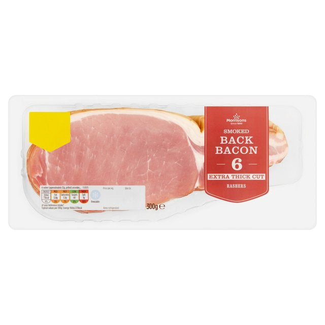 Morrisons Smoked Extra Thick Cut Back 6 Bacon Rashers 300g