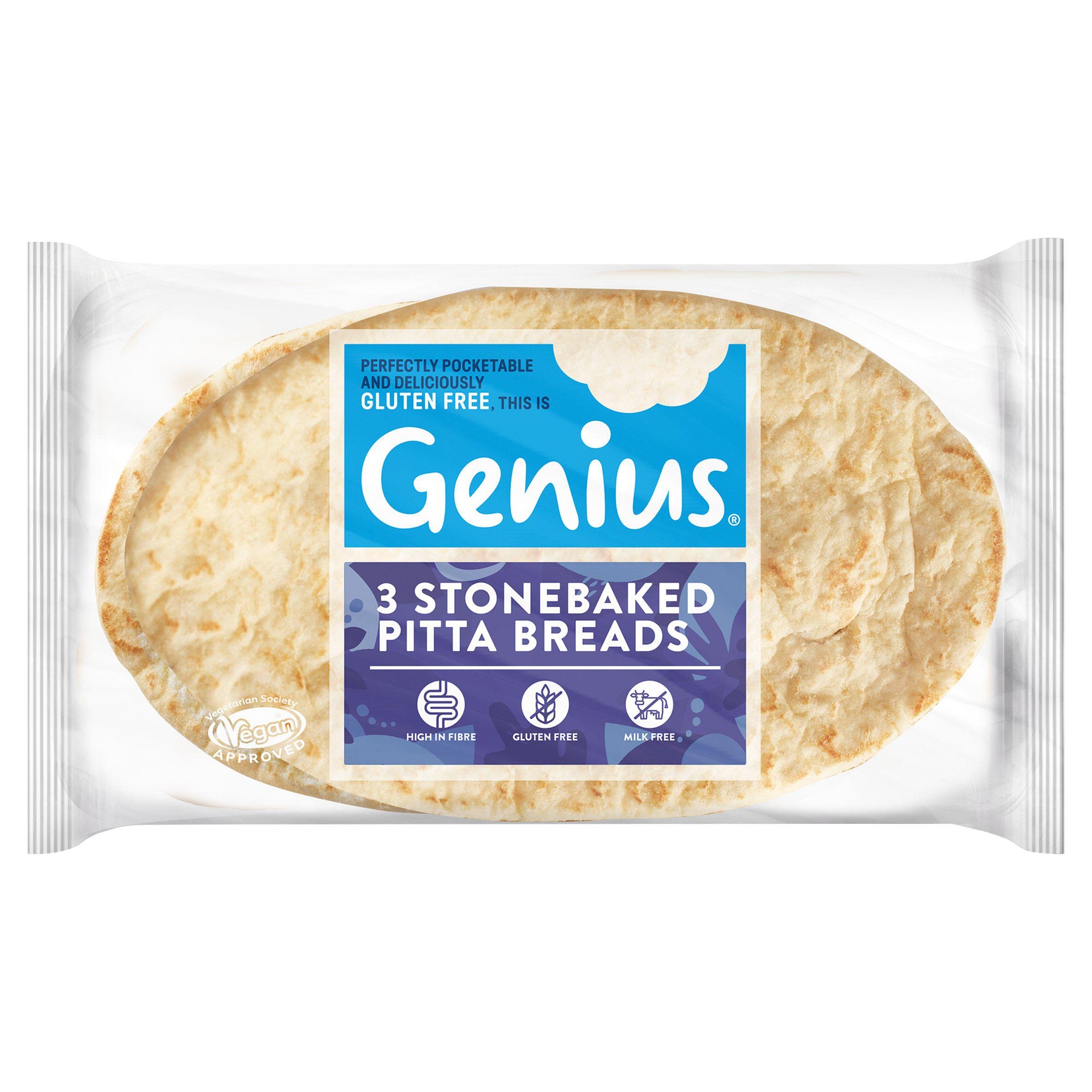 Genius Gluten Free 3 Stonebaked Pitta Breads