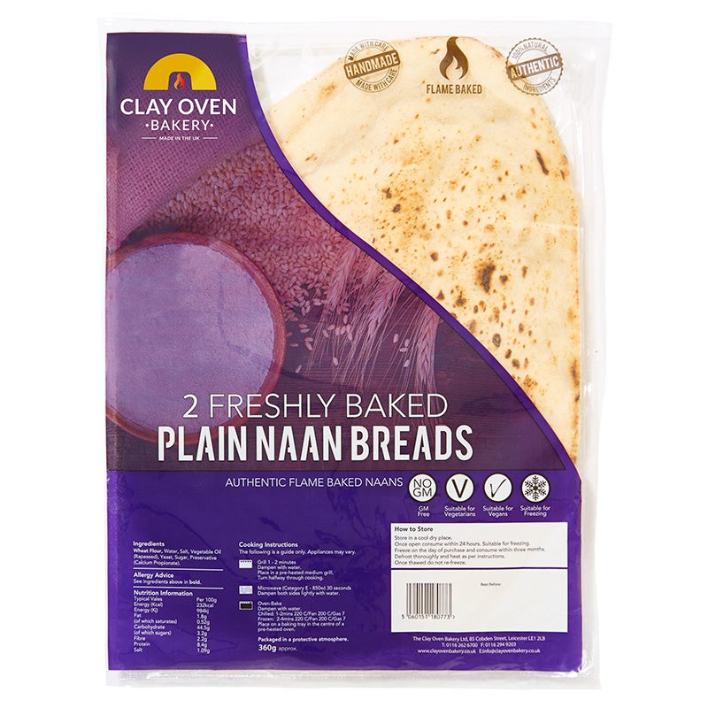 The Clay Oven Bakery Plain Naan Bread 360g