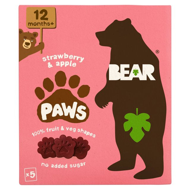 Bear Pure Fruit Paws Strawberry & Apple 5 x 20g