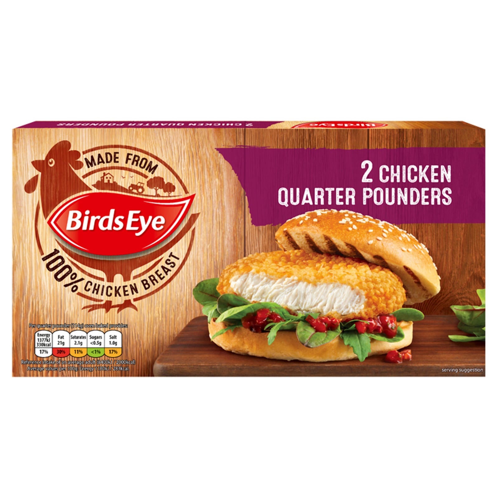 Birds Eye Chicken 2 Quarter Pound Burgers 227g