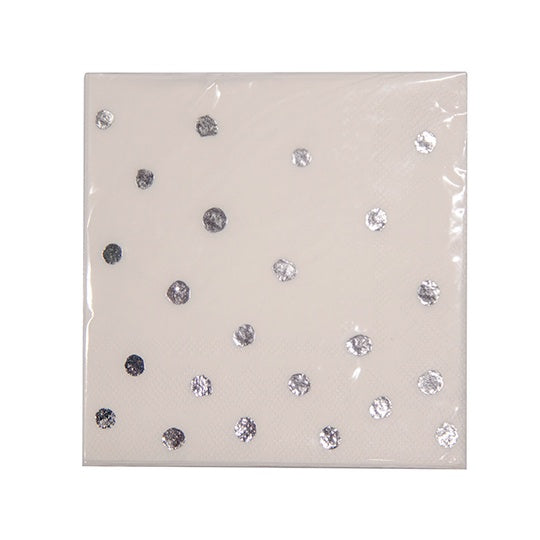 Lunch Napkin Silver Dot 33cm 20pk