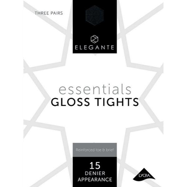 Elegante Sheer Gloss Tights - 3PP, Medium, Black