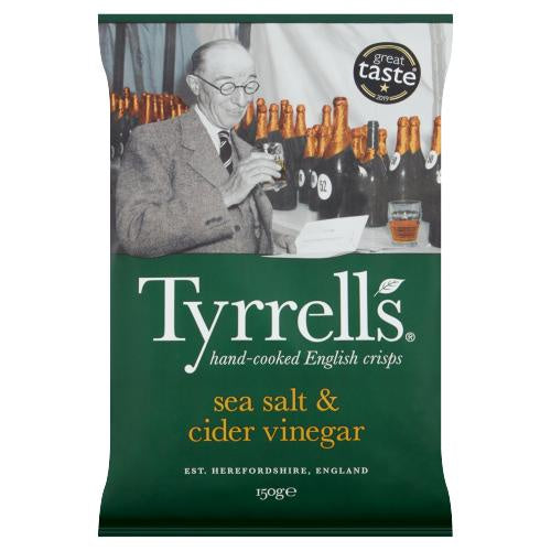 Tyrrells Hand Cooked English Crisps Sea Salt & Cider Vinegar 150g