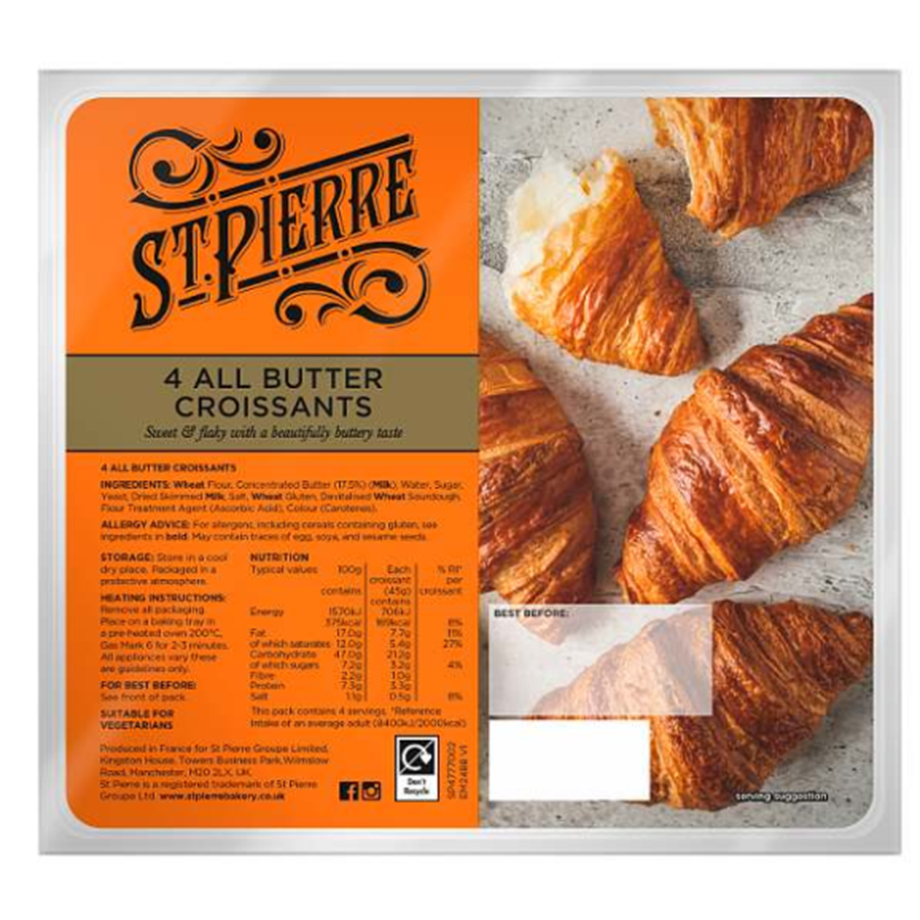 St Pierre All Butter Croissants 4pk