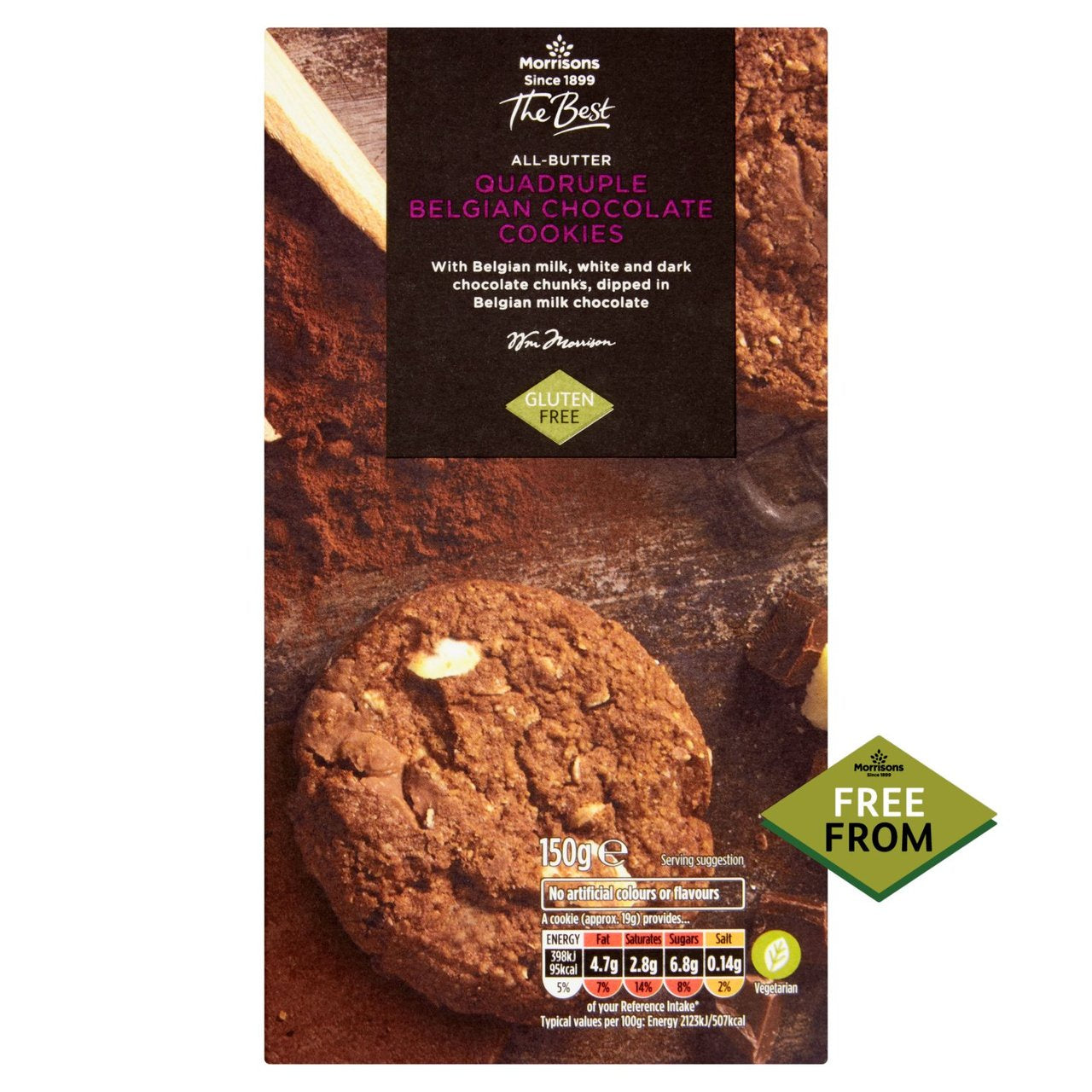 Morrisons The Best Free From Quad Choc Cookies 150g