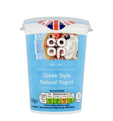 Co op 0% Greek Style Natural Yoghurt 500g