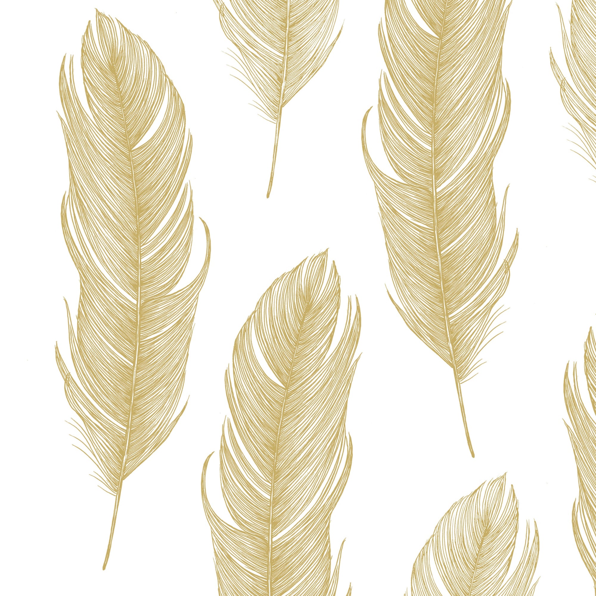 Elegant Feather Gold Cocktail Napkins