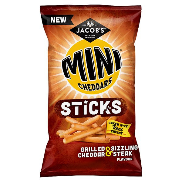 Jacobs Mini Cheddars Sticks Grilled Cheddar & Sizzling Steak 150g