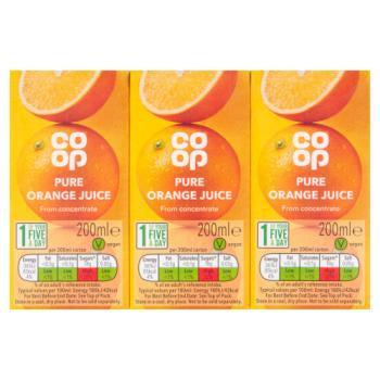 Co-op Pure Orange Juice 3x200ml