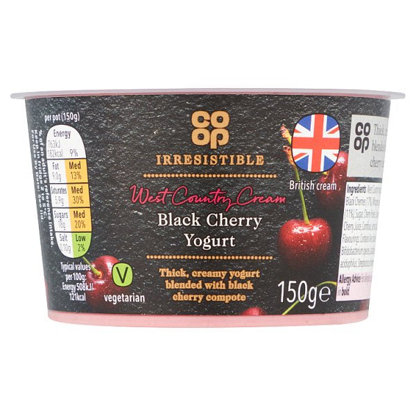 Co op Irresistible Black Cherry Yoghurt 150g