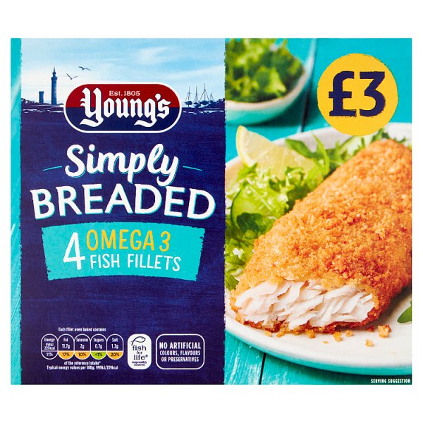 Youngs Omega 3 Breaded Fish Fillets 4pk