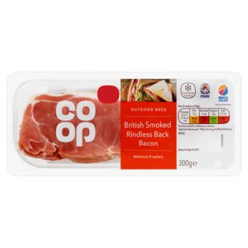 Co op Smoked Rindless Back Bacon 300g