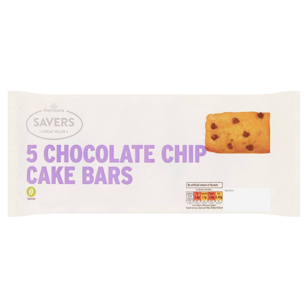 Morrisons Savers Chocolate Chip Cake Bars 5pk