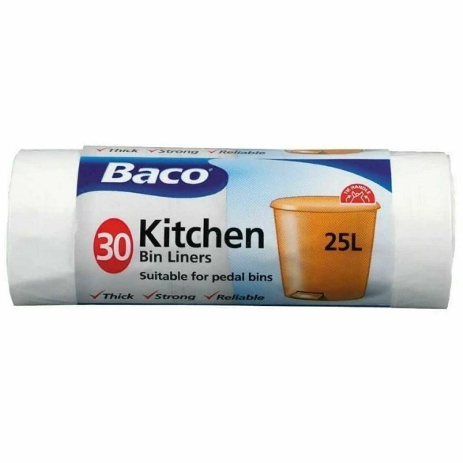 Baco 30 Pedal Bin Liners Tie Handle 25L