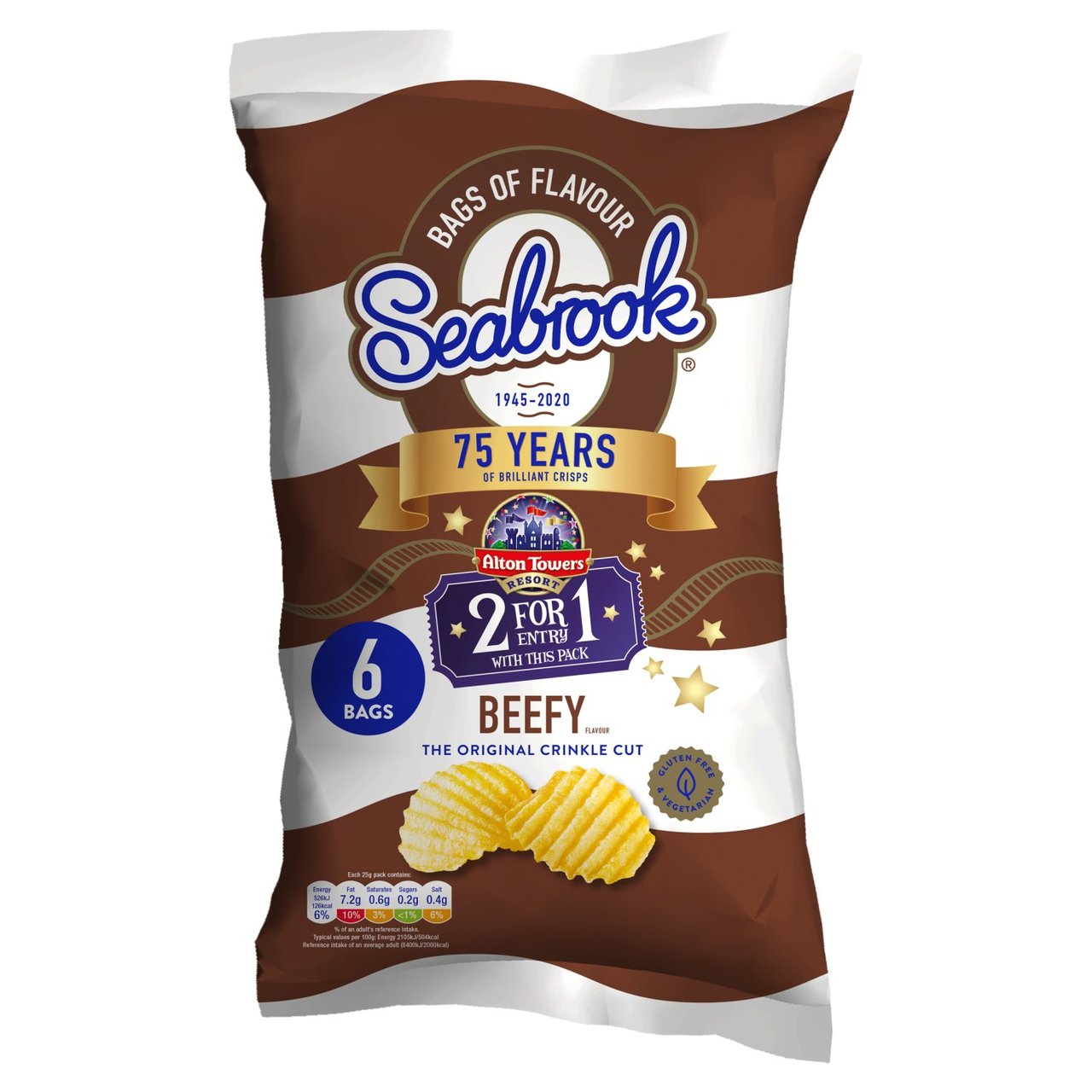 Seabrook Beefy Crisps 6 x 25g