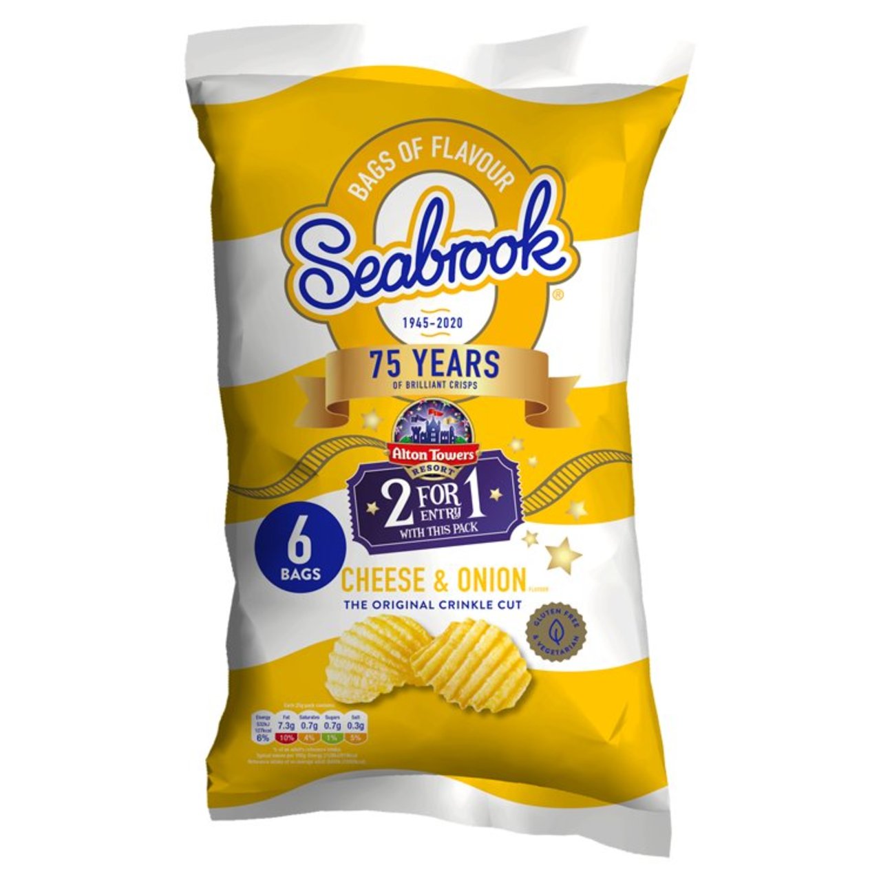 Seabrook Cheese & Onion Crisps 6 x 25g