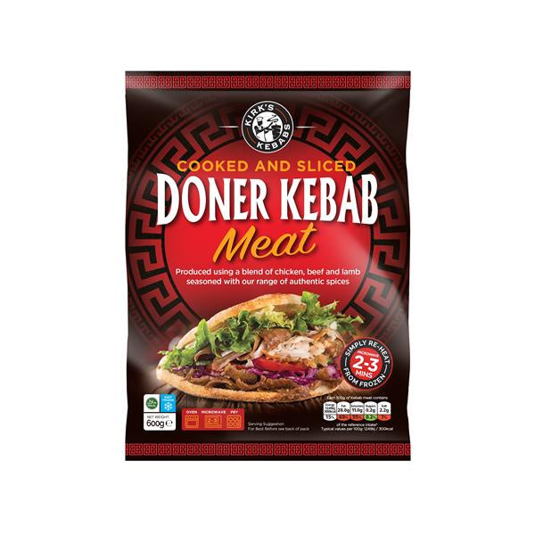 Kirks Kebab Cooked Doner Kebab Meat 600g