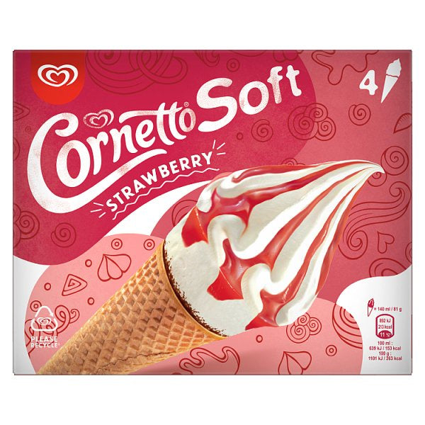 Walls Cornetto Soft Strawberry 4pk