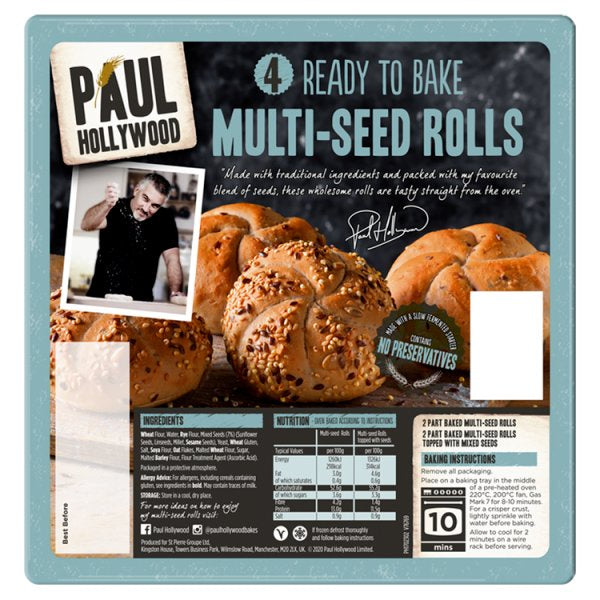 Paul Hollywood Ready to Bake Multiseed Rolls 4pk