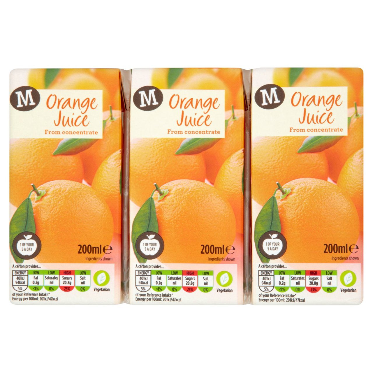 M Orange Juice From Concentrate 3 x 200ml