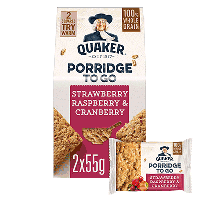 Quaker Porridge To Go Strawberry Raspberry Cranberry 2 x 55g [083]