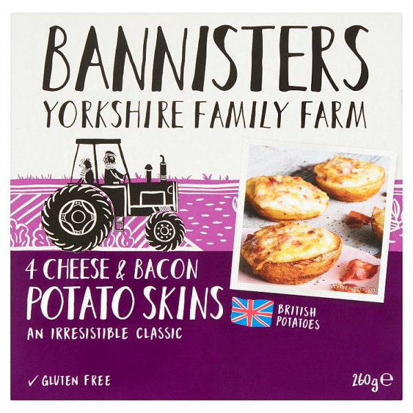 Bannisters Farm Potato Skins Cheese & Smokey Bacon 4pk