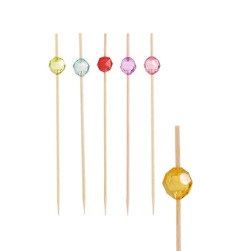 12cm Assorted coloured pearl skewers 100pk