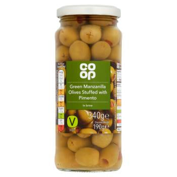 Co op Green Pimento Stuffed Olives 340g