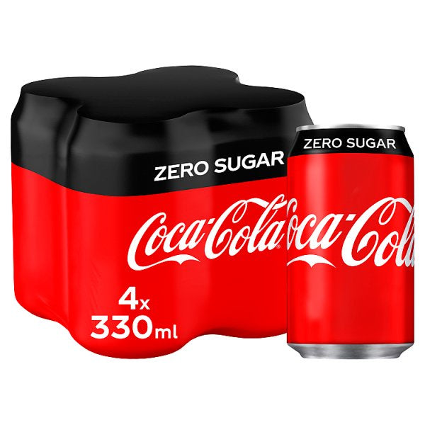 Coca Cola Zero 4 Pack Cans 4 x 330ml