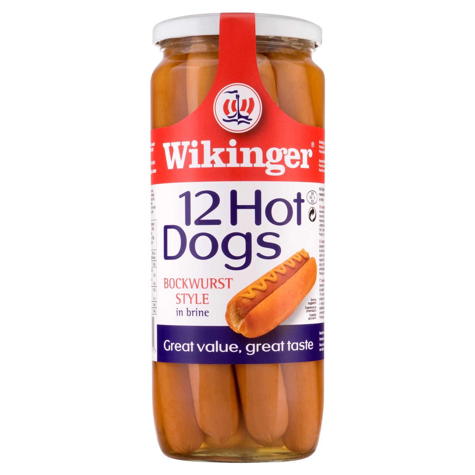 Wikinger Hot Dogs Bockwurst Style in Brine 12pk 1030g