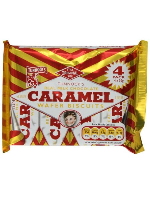 Tunnocks Real Milk Chocolate Caramel Wafer Biscuits 4x30g