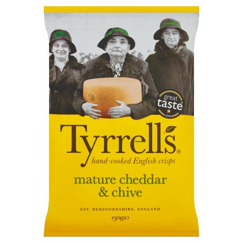 Tyrrells Hand Cooked English Crisps Mature Cheddar & Chive 150g