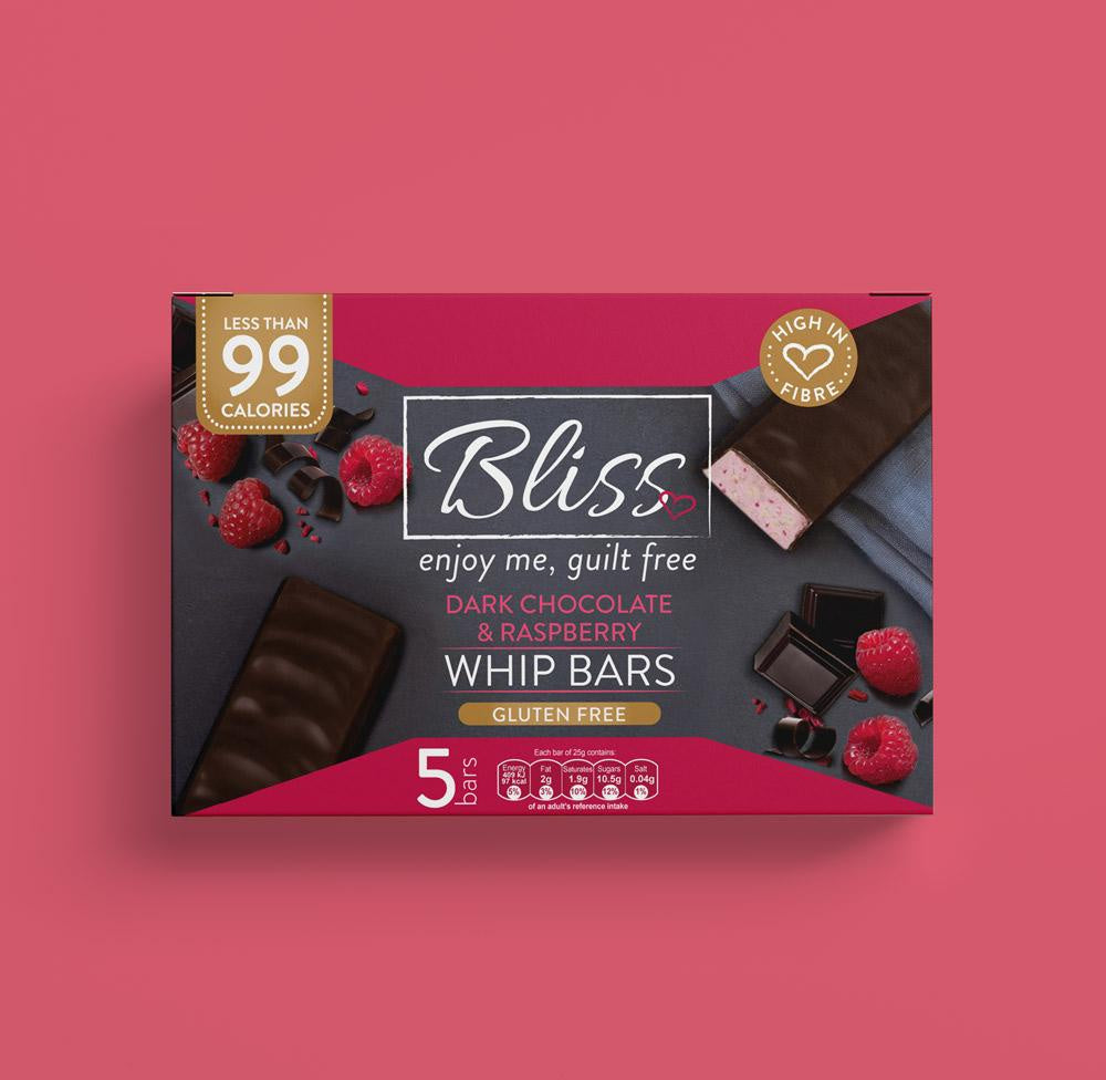 Bliss Dark Chocolate & Raspberry Whip Bars Gluten Free 5x25g