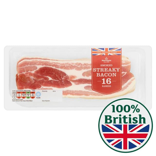 Morrisons Smoked Streaky 16 Bacon Rashers 225g