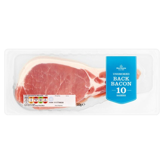 M Unsmoked Rindless Back 10 Bacon Rashers 300g