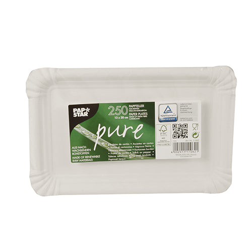 Pure Square Paper White Plates 13 x 20cm 25pk