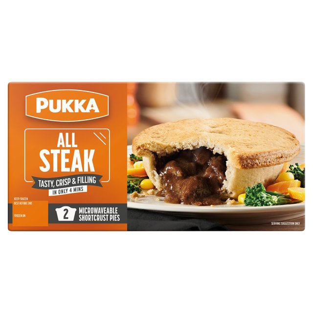 Pukka 2 All Steak Microwave Pies 380g