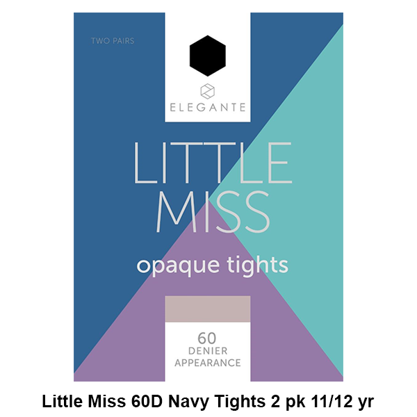 Little Miss 60 Denier Tights - 2PP Navy, 11-12 years