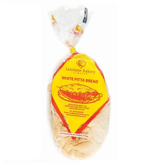 Leicester Bakery Large White Pitta Bread x6