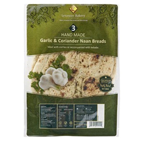 Leicester Bakery Handmade Garlic & Coriander Naans 3pk