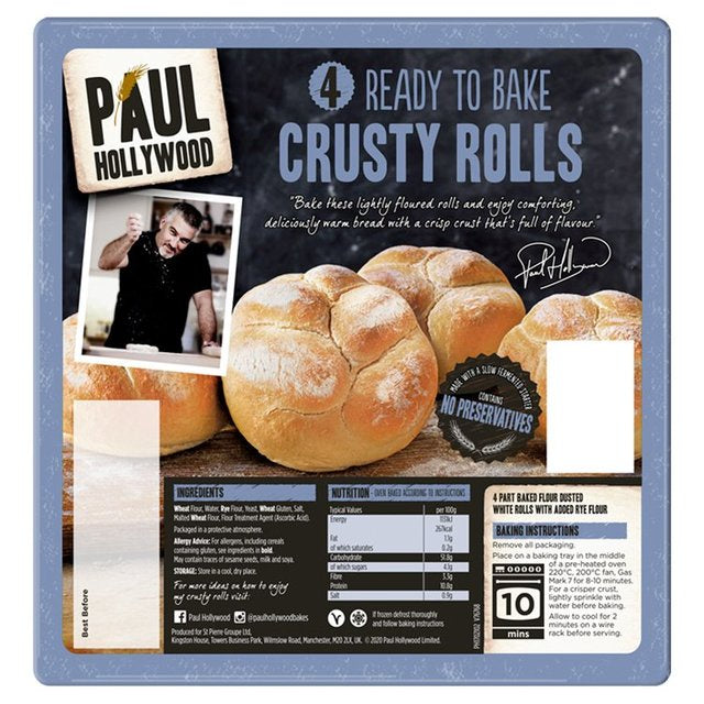 Paul Hollywood Ready to Bake Crusty Rolls 4pk